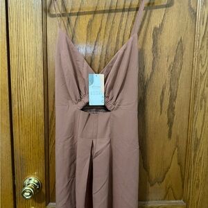 BTFBM Elegant Brown Maxi Dress
